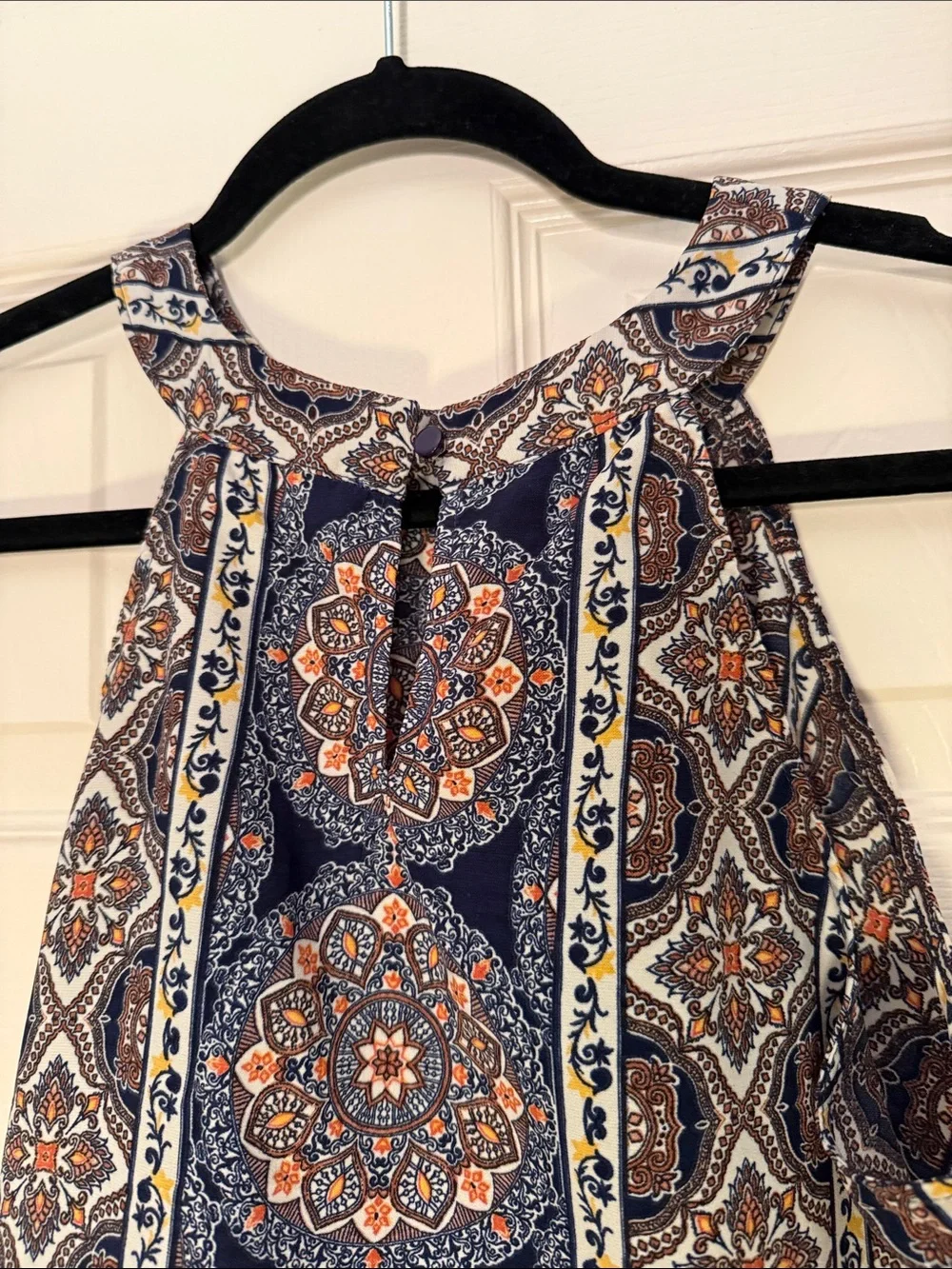 Monteau Navy and Orange Sleeveless Halter Blouse - Picture 2 of 4